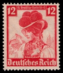 12 + 6 Pf Briefmarke: Deutsche Nothilfe, Volkstrachten, Schwarzwald