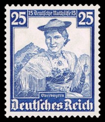 25 + 15 Pf Briefmarke: Deutsche Nothilfe, Volkstrachten, Oberbayern
