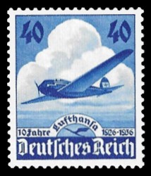 40 Pf Briefmarke: 10 Jahre Lufthansa
