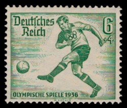 6 + 4 Pf Briefmarke: Olympische Sommerspiele 1936, Fußballspieler 6 + 4 Pf Briefmarke: Olympische Sommerspiele 1936, Fußballspieler
