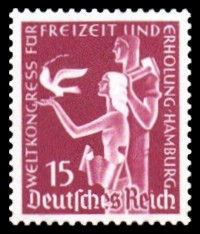 15 Pf Briefmarke: Weltkongress Freizeit und Erholung in Hamburg