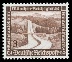 3 + 2 Pf Briefmarke: Winterhilfswerk, Bauten, Reichsautobahn