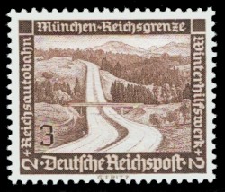 3 + 2 Pf Briefmarke: Winterhilfswerk, Bauten, Reichsautobahn 3 + 2 Pf Briefmarke: Winterhilfswerk, Bauten, Reichsautobahn