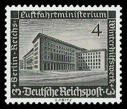 4 + 3 Pf Briefmarke: Winterhilfswerk, Bauten, Reichsluftfahrtministerium