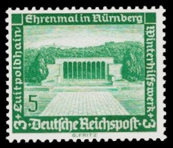 5 + 3 Pf Briefmarke: Winterhilfswerk, Bauten, Luitpoldhain 5 + 3 Pf Briefmarke: Winterhilfswerk, Bauten, Luitpoldhain