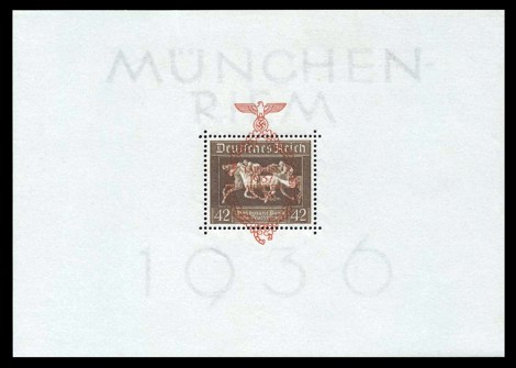 Briefmarke: Block: 4. Rennen, Braune Band von Deutschland 1937 Briefmarke: Block: 4. Rennen, Braune Band von Deutschland 1937