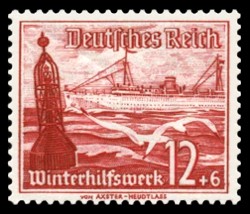 12 + 6 Pf Briefmarke: Winterhilfswerk, Schiffe, Dampfschiff Tannenberg