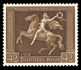 42 + 108 Pf Briefmarke: 5. Rennen, Braune Band von Deutschland 1938