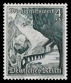 4 + 3 Pf Briefmarke: Winterhilfswerk, Landschaften mit Blumen, Flexenstrasse
