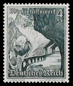 4 + 3 Pf Briefmarke: Winterhilfswerk, Landschaften mit Blumen, Flexenstrasse 4 + 3 Pf Briefmarke: Winterhilfswerk, Landschaften mit Blumen, Flexenstrasse
