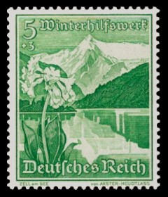 5 + 3 Pf Briefmarke: Winterhilfswerk, Landschaften mit Blumen, Zell am See