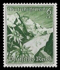 6 + 4 Pf Briefmarke: Winterhilfswerk, Landschaften mit Blumen, Grossglockner