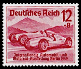 12 + 8 Pf Briefmarke: Internationale Automobil- und Motorrad-Ausstellung in Berlin 1939