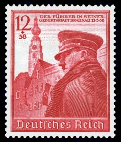 12 + 38 Pf Briefmarke: 50. Geburtstag Adolf Hitler