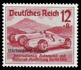 12 + 8 Pf Briefmarke: Nürburgring-Rennen