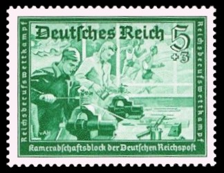 5 + 3 Pf Briefmarke: Kameradschaftsblock der Deutschen Reichspost, Reichsberufswettkampf