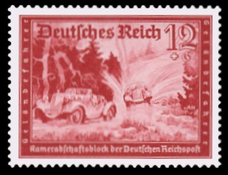 12 + 6 Pf Briefmarke: Kameradschaftsblock der Deutschen Reichspost, Gel&auml;ndefahrer