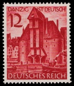 12 Pf Briefmarke: Wiedereingliederung von Danzig ins Deutsche Reich