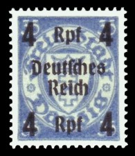 4 Rpf auf 35 Pf Briefmarke: Freimarkenserie, Danzig mit Aufdruck