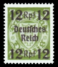 12 Rpf auf 7 Pf Briefmarke: Freimarkenserie, Danzig mit Aufdruck