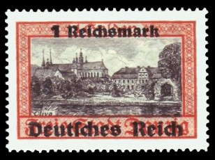 1 RM auf 1 G Briefmarke: Freimarkenserie, Danzig mit Aufdruck 1 RM auf 1 G Briefmarke: Freimarkenserie, Danzig mit Aufdruck