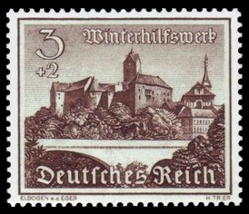 3 + 2 Pf Briefmarke: Winterhilfswerk, Bauwerke, Burg Elbogen an der Eger