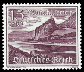 15 + 10 Pf Briefmarke: Winterhilfswerk, Bauwerke, Schreckenstein 15 + 10 Pf Briefmarke: Winterhilfswerk, Bauwerke, Schreckenstein
