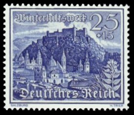 25 + 15 Pf Briefmarke: Winterhilfswerk, Bauwerke, Salzburg