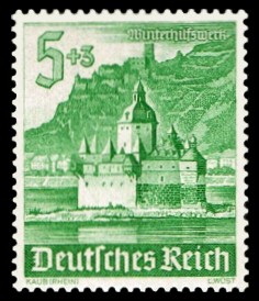 5 + 3 Pf Briefmarke: Winterhilfswerk, Bauwerke, Burg Pfalzgrafenstein