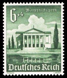 6 + 4 Pf Briefmarke: Winterhilfswerk, Bauwerke, Stadttheater Posen