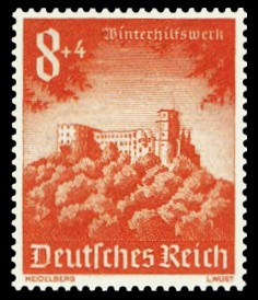 8 + 4 Pf Briefmarke: Winterhilfswerk, Bauwerke, Schloss Heidelberg