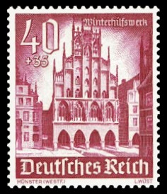 40 + 35 Pf Briefmarke: Winterhilfswerk, Bauwerke, Rathaus M&uuml;nster