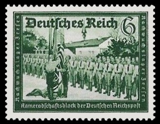 6 + 9 Pf Briefmarke: Kameradschaftsblock der Deutschen Reichspost, Nachwuchslager
