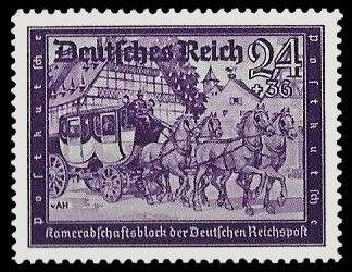 24 + 36 Pf Briefmarke: Kameradschaftsblock der Deutschen Reichspost, Postkutsche