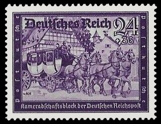 24 + 36 Pf Briefmarke: Kameradschaftsblock der Deutschen Reichspost, Postkutsche 24 + 36 Pf Briefmarke: Kameradschaftsblock der Deutschen Reichspost, Postkutsche