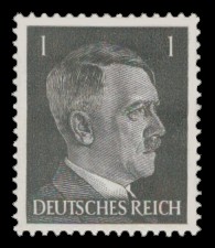 1 Pf Briefmarke: Freimarkenserie, Reichskanzler Adolf Hitler 1 Pf Briefmarke: Freimarkenserie, Reichskanzler Adolf Hitler