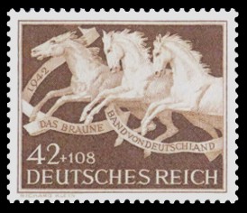 42 + 108 Pf Briefmarke: 9. Rennen, Braune Band von Deutschland 1942