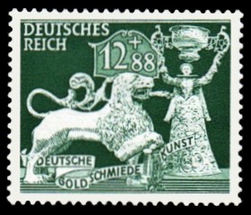 12 + 88 Pf Briefmarke: Deutsche Goldschmiedekunst, L&ouml;we