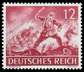 12 + 8 Pf Briefmarke: Heldengedenktag 21. März 1943