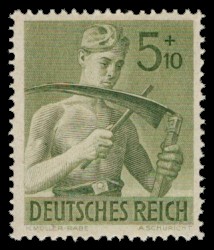 5 + 10 Pf Briefmarke: 8 Jahre RAD - Reichsarbeitsdienst