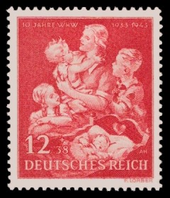 12 + 38 Pf Briefmarke: 10 Jahre Winterhilfswerk