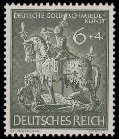 6 + 4 Pf Briefmarke: Deutsche Goldschmiedekunst, Ritter St. Georg