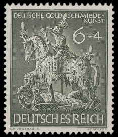 6 + 4 Pf Briefmarke: Deutsche Goldschmiedekunst, Ritter St. Georg 6 + 4 Pf Briefmarke: Deutsche Goldschmiedekunst, Ritter St. Georg