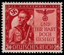 24 + 26 Pf Briefmarke: 20. Jahrestag des Hitlerputsches