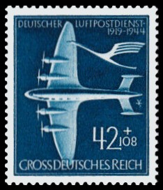 42 + 108 Pf Briefmarke: 25 Jahre Deutscher Luftpostdienst