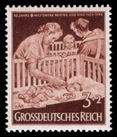 3 + 2 Pf Briefmarke: 10 Jahre Hilfswerk Mutter und Kind