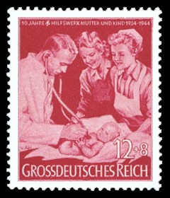 12 + 8 Pf Briefmarke: 10 Jahre Hilfswerk Mutter und Kind