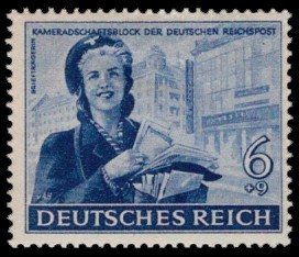 6 + 9 Pf Briefmarke: Kameradschaftsblock der Deutschen Reichspost, Briefträgerin 6 + 9 Pf Briefmarke: Kameradschaftsblock der Deutschen Reichspost, Briefträgerin