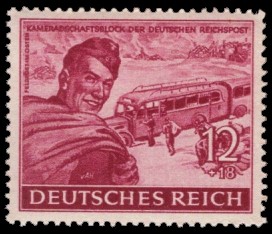 12 + 18 Pf Briefmarke: Kameradschaftsblock der Deutschen Reichspost, Feldpost