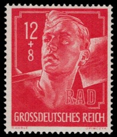 12 + 8 Pf Briefmarke: RAD - Reichsarbeitsdienst 12 + 8 Pf Briefmarke: RAD - Reichsarbeitsdienst